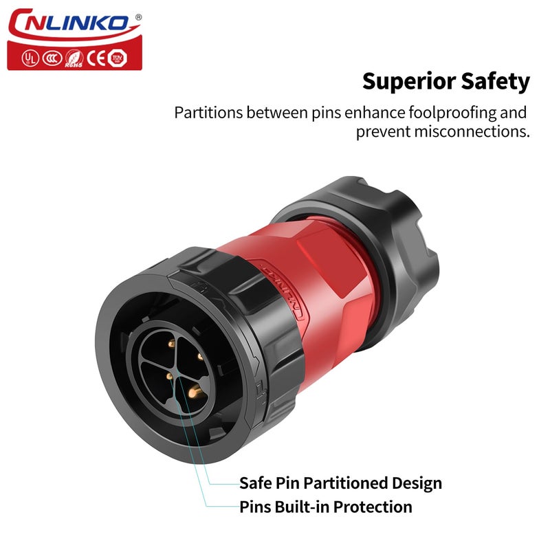 CNLINKO YM-20 Single-Hole Waterproof Connector with PIN Partitioned Design, IP68 Circular Connector, Quick Plugging Aviation Connector, M20 Power Data Connector (4 PIN) - Image 3